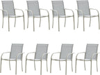 Patio Chairs Set of 8, Outdoor Dining Chairs with Breathable Textilene Fabric, Stackable Patio Chairs for Lawn, Garden, Backyard, Poolside, Beige