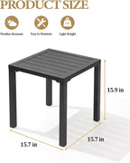 Crestlive Products Aluminum Outdoor Side Table, Pool Lounge Chair Side Table, Weather Resistant Small Square Coffee End Table for Patio, Yard, Garden, Porch, Deck, Indoor, Outdoor