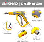 Short Pressure Washer Gun, High Power Washer Gun with 1/4 Inch Quick Connect, 3/8'' Quick Connect, M22-14mm and M22-15mm Fittings, 5000 PSI