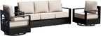 Outdoor Patio Furniture Set, 3-Piece Aluminum Patio Conversation Set All-Weather Metal Outdoor Sectional with 6 Inch Thick Cushions, Deep Setting for Garden, Outside and Porch