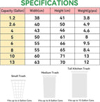 2.6 Gallon Trash Bag Drawstring, Small Garbage Bags 2.6 Gal, 1.18Mil Thickness, 40x50cm, 4.9g/pcs, Pack of 68, Unscented, Clear