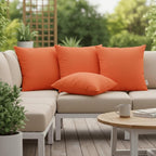 RSH DECOR: Sunbrella Square Throw Pillows Set of 2 | 20" x 20" | Weather-Resistant Performance Fabric | Outdoor Pillow Covers with Down-Alternative Inserts | Made in USA (Canvas Melon Bright Coral)
