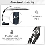 Grand patio 12 FT Sunbrella Cantilever Umbrella with Base Outdoor Aluminum Offset Umbrella with Tilt Adjustment (Granite, 12 FT-SUNBRELLA)