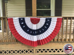 American Pleated Fan Flag Bunting. 100% Made in America by Old Glory Bunting. 3 x 6 ft Stars & Sewn Stripes USA Indoor/Outdoor Cotton Bunting Banner. Perfect for July 4th and America 250 events.