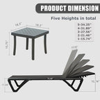 Domi Pool Lounge Chairs, Aluminum Patio Chaise Lounge with Side Table, 5 Position Adjustable Backrest and Wheels, All Weather Outdoor Lounge Chairs for Beach, Yard, Balcony, Poolside, Dark Grey