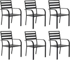 Outdoor Dining Chairs Set of 6, Aluminum Frame Stackable Patio Dining Chairs with Armrest, Wrought Iron Patio Bistro Chairs for Lawn, Backyard, Garden, Porch