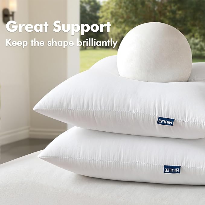 MIULEE Pack of 2 12x20 Outdoor Pillow Inserts, Outdoor Throw Pillows Water-Resistant Decorative Premium Lumbar Pillow Stuffer Sham for Porch Swing Couch Sofa Cushion Patio Furniture