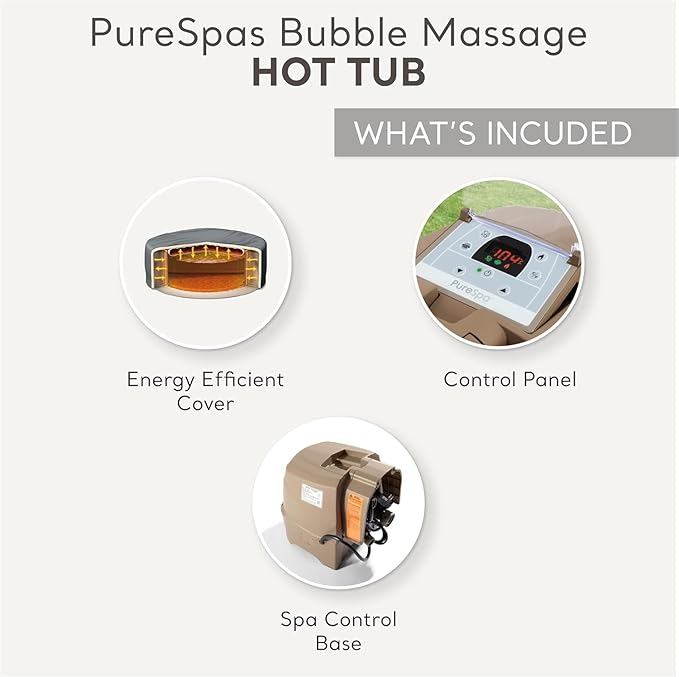 INTEX 28427EH PureSpa Bubble Massage Spa Set Outdoor Inflatable Portable Hot Tub, Includes Energy Efficient Spa Cover, Saltwater System Ready, 6 Person, 85in x 28in