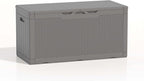 Patiolife 100 Gallon Resin Deck Box, Large Outdoor Storage Box for Garden Tools, Pool Supplies, Waterproof and Lockable, Grey