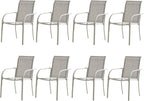 Patio Chairs Set of 8, Outdoor Dining Chairs with Breathable Textilene Fabric, Stackable Patio Chairs for Lawn, Garden, Backyard, Poolside, Grey