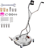 24" Pressure Washer Surface Cleaner with 5 Nozzles Water Broom - Stainless Steel Surface Cleaner for Pressure Washer Attachment for Concrete, Patio, Sidewalk, Deck and Driveways, 4200 PSI
