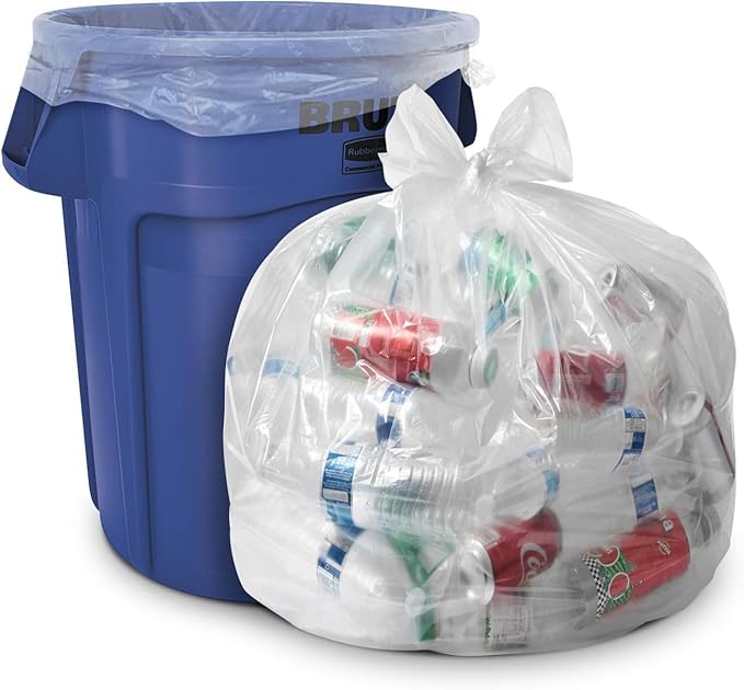 Aluf Plastics 55-60 Gallon 1.5 MIL Clear Garbage Bags - 38" x 58" - Pack of 200 - For Contractor, Industrial, Healthcare, & Municipal
