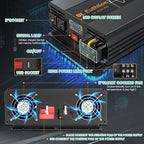 3000W/6000W(Peak) Pure Sine Wave Car Power Inverter 12V DC to 120V AC 60HZ with LCD Display, USB Port, Wireless Remote Control（10M) for Car Home Laptop Truck