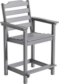 OTSUN Tall Adirondack Chair, 24 inches HDPE Bar Height Outdoor Chair, All Weather Resistant Adirondack Bar Stools for Balcony, Porch Kitchen (1 PC, Gray)