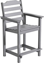 OTSUN Tall Adirondack Chair, 24 inches HDPE Bar Height Outdoor Chair, All Weather Resistant Adirondack Bar Stools for Balcony, Porch Kitchen (1 PC, Gray)