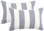 2 Pack Outdoor Throw Pillows 21x15 Inch Water-Resistant Decorative Pillow Cushions with Insert for Patio Garden Porch, Blue Stripe