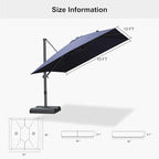PURPLE LEAF 10' × 10' Patio Cantilever Umbrella with Base Outdoor Square Adjustable Offset Umbrellas with 360-degree Rotation and 8 Heavy Duty Metal Ribs for Garden Deck Pool Navy Blue