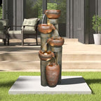 Outdoor Garden Water Fountain-Indoor Polyresin Waterfall Floor-Standing Fountains with LED Lights for Garden, Patio, Deck, Porch, Yard Art Decor (39.7inch)