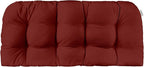 RSH DECOR: Sunbrella Tufted Wicker Loveseat Cushion | 41” x 19" | Water and Fade-Resistant Performance Fabric | Outdoor Settee Cushion for Patio Furniture | Canvas Burgundy
