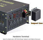 Reliable 8000W Continuous Power Heavy Duty Pure Sine Wave Power Inverter DC 24V to AC 120V with 4 AC Outlets Remote Control 66A Hardwire Terminal and LED Display for RV Car Solar System Emergency