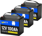 WattCycle 12V 100Ah LiFePO4 Lithium Battery 3 Pack - BCI Group 24, 15000 Cycles, Built-in 100A BMS, Low-Temperature Protection - Ideal for RVs, Golf Cart, Home Energy Storage, Marine (3 Pack)