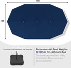 Joyside 15FT Large Patio Umbrella with Base Included, Outdoor Double Sided Umbrella, Rectangle Umbrella with Crank Handle, 12 Sturdy Ribs for Deck, Porch and Pool