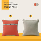 Outdoor Sunbrella Decorative Pillows with Triple Coconut Buttons Pack of 4, 16" x 16" Outdoor Pillow Set for Couch Bed Throw Patio Sofa, Canvas Melon/Cast Ash