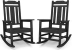 SERWALL Black Outdoor Rocking Chair Set of 2, All Weather Patio Rocking Chair, HDPE Poly Rocking Chair for Adults, Heavy Duty Front Porch Rocker