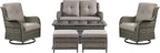 Rilyson 6 Piece Outdoor Patio Furniture Set - Rattan Wicker Patio Conversation Sets with 2 Swivel Rocker Chairs,2 Ottomans,1 Loveseat and 1 Coffee Table for Outside Porch Deck Yard(Mixed Grey/Grey)