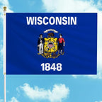 FLAGWIN Wisconsin Flag 3x5 FT - 3 Ply Double Sided Polyester Wisconsin State Flag with Brass Grommets - Vivid Color and Fade Proof State of Wisconsin Flags 3x5 Outdoor
