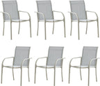 Patio Chairs Set of 6, Outdoor Dining Chairs with Breathable Textilene Fabric, Stackable Patio Chairs for Lawn, Garden, Backyard, Poolside, Beige