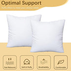 OKBA Throw Pillows Insert Set of 2, with 100% Cotton Cover, Bed and Couch - Indoor Hotel Decorative Pillows, 14x14 in White Pillows Inserts