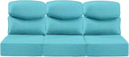 Luxury 24x24x6 Inch Smile Outdoor Sofa Cushions Set of 3 - Comfy Deep Seat Patio Furniture Pillows for Wicker Rocker Dining Chair Loveseat 3-Seater L-Shape Sectional Sofa - Turquoise