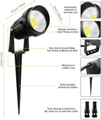 ZUCKEO Low Voltage Landscape Lights LED Landscape Lighting with Connectors, 10W 12V 24V Outdoor Spotlights Waterproof Garden Flood Pathway Yard Lights 1000LM Daywhite Light(10Pack with Connector)