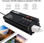 Yinleader Power Inverter 1000Watts Inverter 12V DC to 110V AC Car Converter w/Display 4 AC Outlets 4 USB Port and Cigarette Lighter for Vehicles Laptop Emergency,conversor 12v a 110 carro Inversor