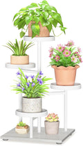 LASZOLA White 4 Tier Plant Stand Indoor Heavy Duty Rack for Modern House Planter, Metal and Wooden Vertical Organizer Decor Narrow Bathroom Floor, Sturdy Multi Level Flower Holder Raised, Cat Proof