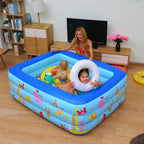 Inflatable Swimming Pool for Kids and Adults, 83" x 57" x 25" Kiddie Pool with Inflatable Soft Floor, Ocean World Family Blow Up Pool for Birth, Backyard, Garden, Party