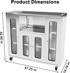 ZZV Stainless Steel Storage Cabinet, Rolling Kitchen Cabinet with Wheels, Heavy Duty Floor Cabinet for Kitchen, Garage, Restaurant, Outdoor, No Assembly Required, D14.18 x W47.25 x H42.92