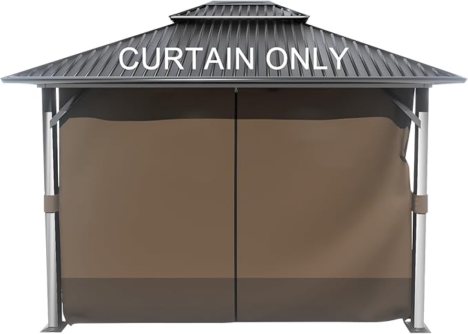 BPS 10' x 12' Gazebo Curtain Privacy 4-Panel Sidewall Outdoor Replacement Shade (Only Curtain)