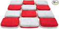 Autofiber [Saver Applicator Terry] Ceramic Coating Applicator Sponge | 12 Pack | with Plastic Barrier to Reduce Product Waste. (Red/Gray, Thin)