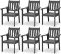 YEFU Patio Dining Chairs Set of 6: All Weather Outdoor Dining Chairs with Wide Curved Seat and Backrest - Outdoor Furniture Plastic for Outside Backyard/Garden/Porch/Deck 350lbs Capacity Grey