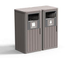 ROJIK 35" Tall Outdoor Trash Can,Weatherproof Resin Garbage Indoor Durable Lightweight,Suitable for Patio Office Kitchen,Easy to Clean,Assemble(Waste&Recycle,Grey)