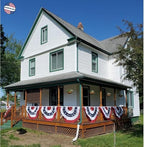 American Pleated Fan Flag Bunting. 100% Made in America by Old Glory Bunting. 3 x 6 ft Stars & Sewn Stripes USA Indoor/Outdoor Cotton Bunting Banner. Perfect for July 4th and America 250 events.