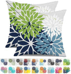 DFXSZ Outdoor Throw Pillow Covers 24x24 Inch Set of 2 Waterproof Spring Summer Geometric Elegant Blue Green Outdoor Pillow Covers for Patio Funiture Garden Couch 158Y24