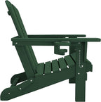SERWALL Adirondack Chair with Cup Holders - Composite Adirondack Chairs Set of 8 HDPE Outdoor Chairs All Weather Use- Green