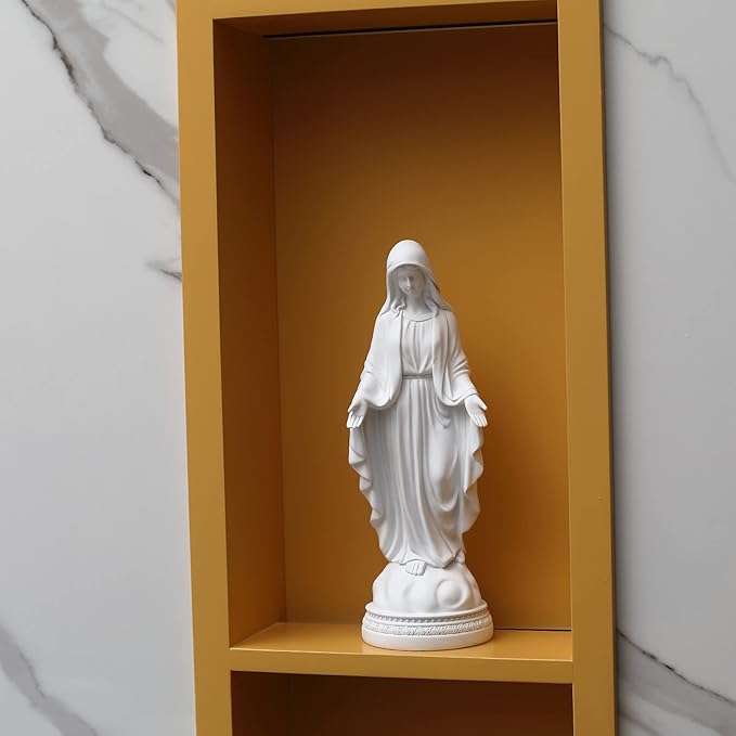12 Inch Blessed Virgin Mary Decorative Figurine，Catholic Religious Gifts 12 Inch Resin Statue Figurine (White)…
