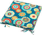 Magpie Fabrics Indoor Outdoor Waterproof Square Chair Cushion, 18" x 18" x 2.5", 2 Pack, Water Resistant Seat Cushions, for Patio Garden Office, Floral Green