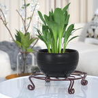 Yimobra Original Patented Plant Stand for Flower Pot Heavy Duty Potted Holder Indoor Outdoor, Metal Rustproof Iron Garden Container Round Supports Rack for Planter Bronze, Brown 9.4 Inches