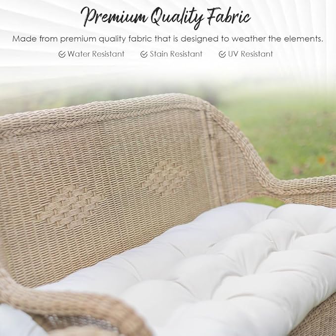 RSH DECOR: Tufted U-Shapes & Lumbars 2 of Each | 22" x 22” & 20" x 12" | Water-Resistant Spun Fabric | Outdoor Wicker Cushions & Support Pillows for Patio Furniture | Red