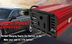 150W red car Power Inverter Converter Plug Adapter 12V to 110V 3.1A Dual USB Outlet for Travel Camping Outdoor All Smartphones Road Trips with Fast Charging